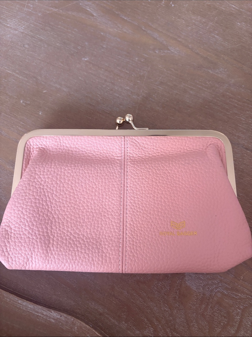 Pink Leather Kiss-Lock Clutch